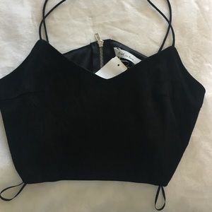 LF suede black crop top