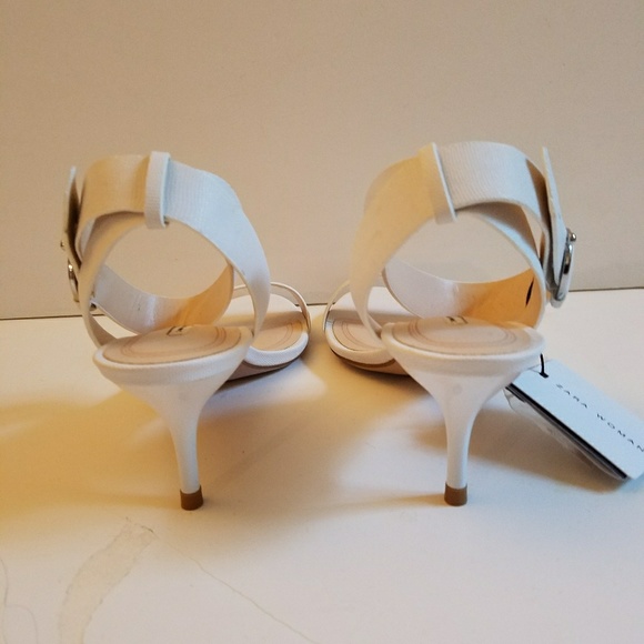 Zara Shoes - ZARA White Mid Heel Sandal Ankle Strap Kitten Heel Zara Shoes - ZARA White Mid Heel Sandal Ankle Strap Kitten Heel