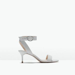 Zara Shoes - ZARA White Mid Heel Sandal Ankle Strap Kitten Heel Zara Shoes - ZARA White Mid Heel Sandal Ankle Strap Kitten Heel