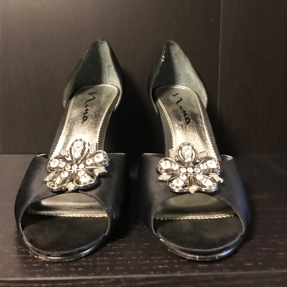 Nina formal satin heel with silver gem