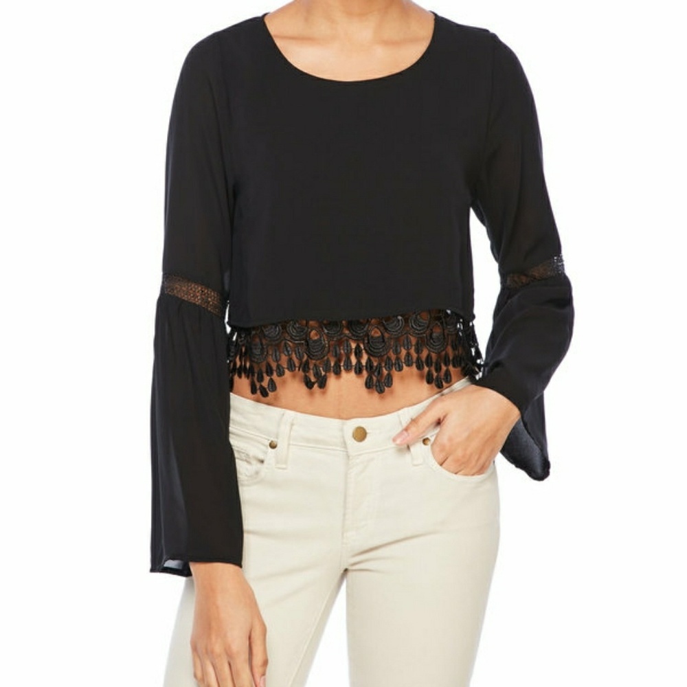 Crotchet trim crop blouse, large 10/12