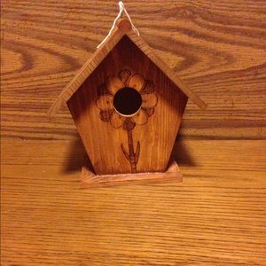 Wood burned design bird house