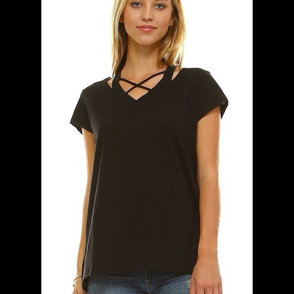 Boutique Tops - Sale❗️Black Strappy Cut Out Top