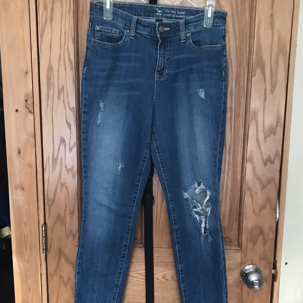 Gap distressed high waist skinny jeans