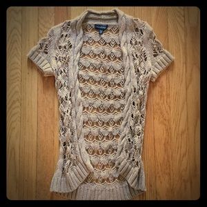 Bebe open knit cap sleeve sweater XS