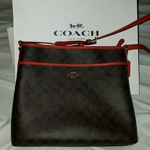 Brown/orange auth. Coach cross body