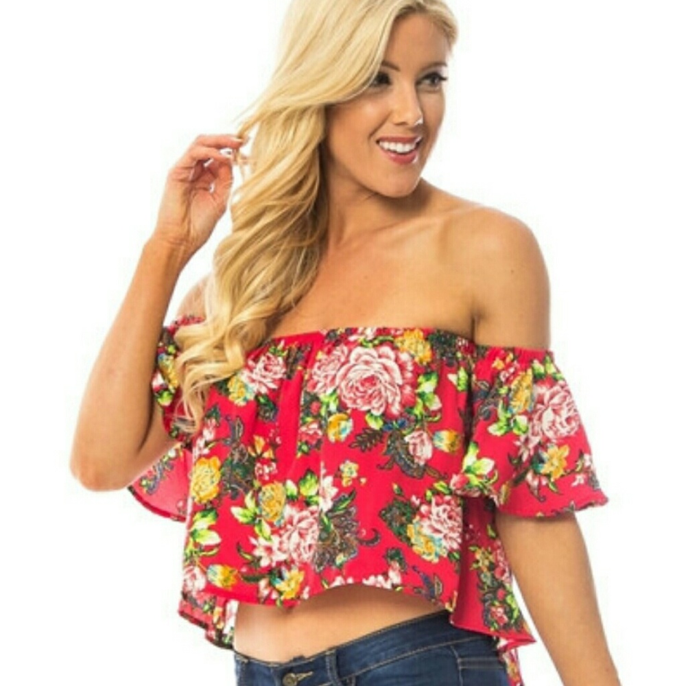 ❤️CLOSING SALE❤️ Red floral Hawaiian top