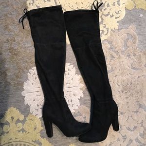 Over the knee black suede boots