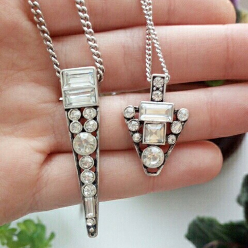 ✨ Trendy Crystal Layered Triangle Bling Necklace