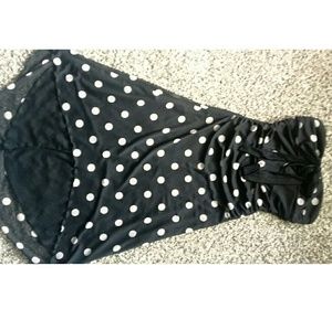 Issla Strapless Navy Polka Dot Dress Size M