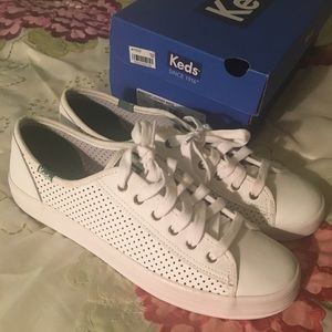 KEDS white kickstart perf leather