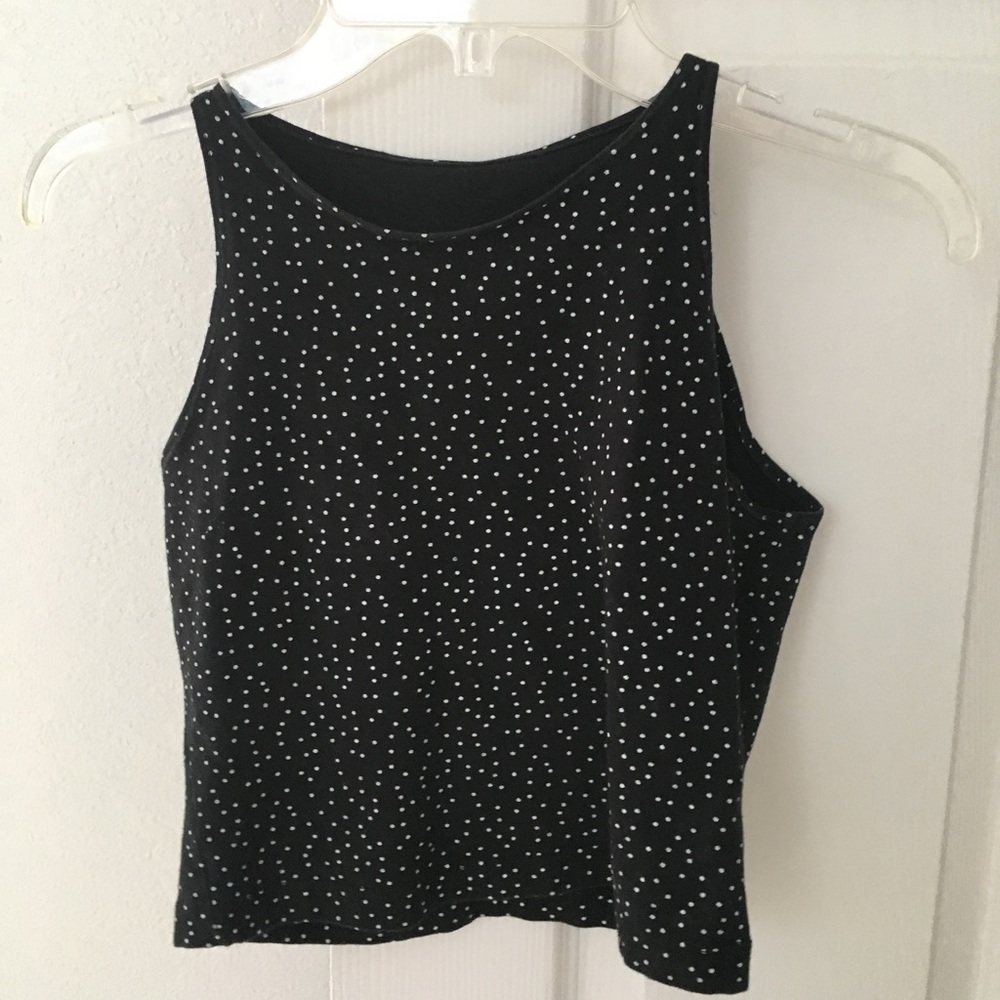 American Apparel black polka dot crop top tank