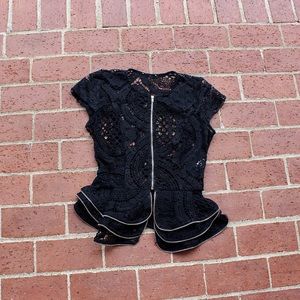 Black Lace Peplum Top
