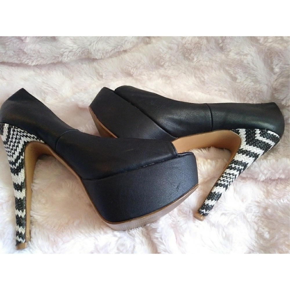 Black multi color open stilleto heels