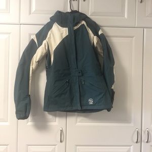 Loki jacket teal and cream