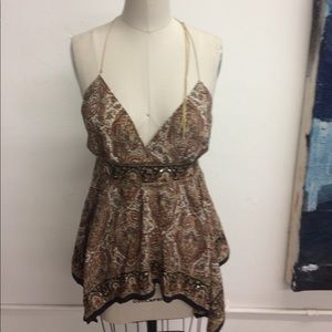 Printed halter hanky hem