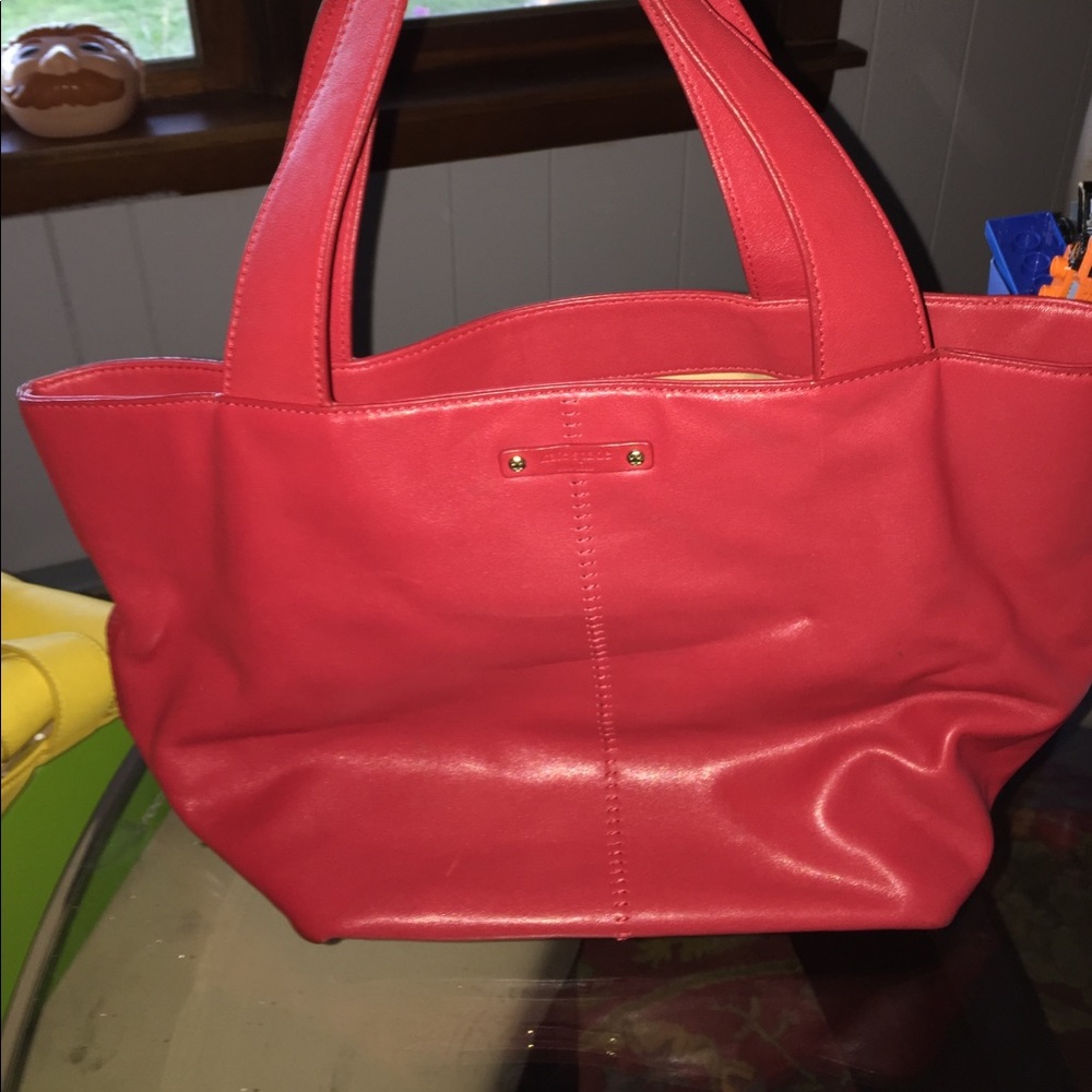 Red leather Kate spade hand bag