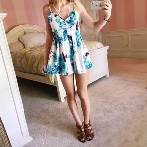 Blue & Purple Floral Romper