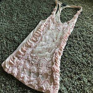 Pink Lace Front Tank