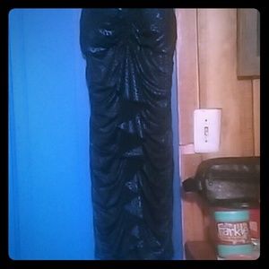 Blue and black leopard print silk dress