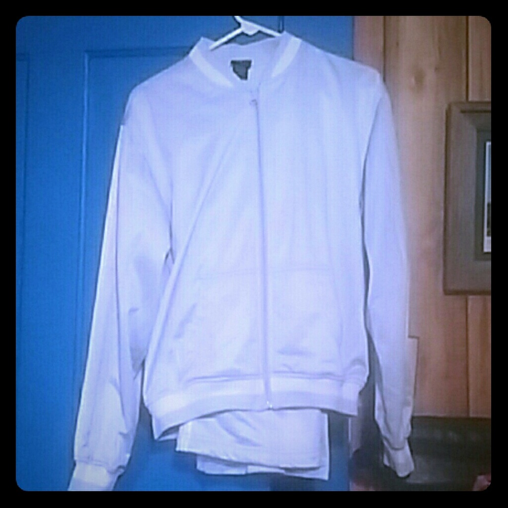 Blue and white jogging outfit