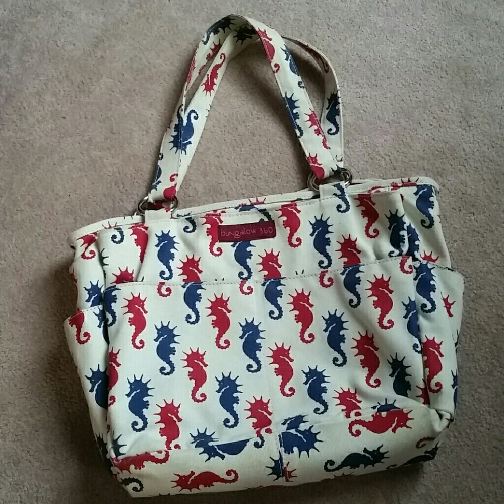 Seahorse canvas purse