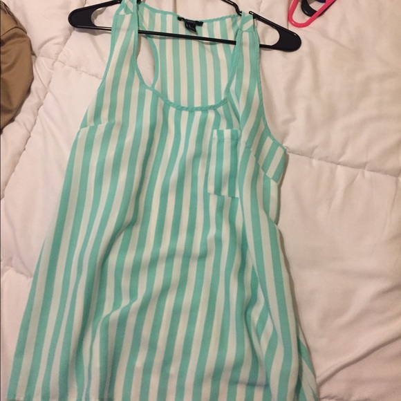 Forever21 size m green and white top - Picture 1 of 4