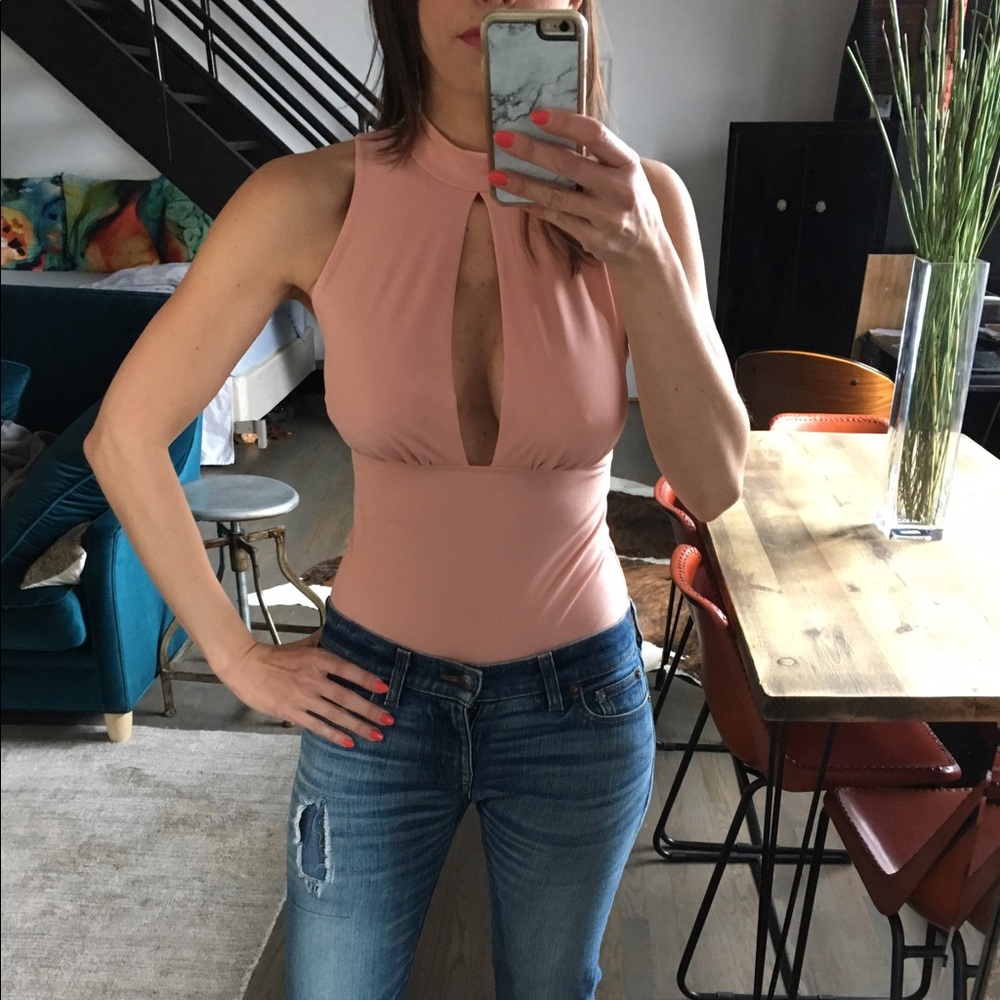 Pink bodysuit with keyhole