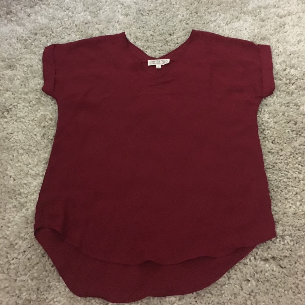 Burgundy v neck top