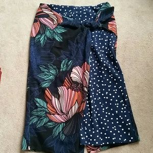 Anthropologie Maeve tropical faux sarong skirt