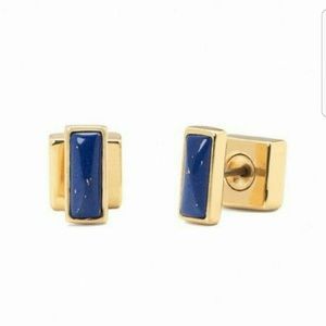 STELLA & DOT Dejavu Lapis Gold Stud Earrings