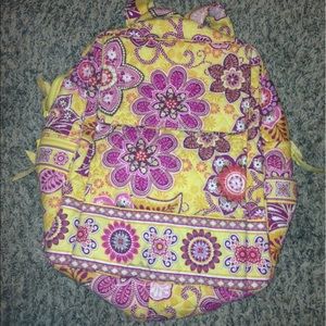 yellow and pink floral vera bradley bookbag