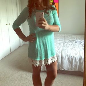 ‼️FINAL MARKDOWN Teal dress with lace accent‼️
