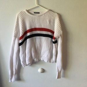 Loose blue and red striped sweater