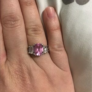 Pink and white sapphire ring