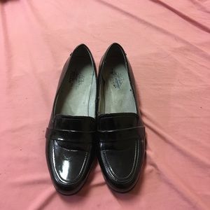 Black patent leather loafers