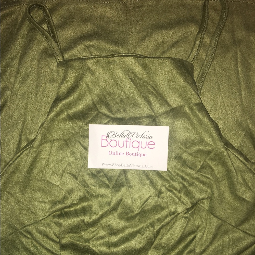 Judith- Olive Green Tie Up Bodycon Mini Dress - Picture 3 of 3