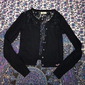 Hollister lace-back navy cardigan