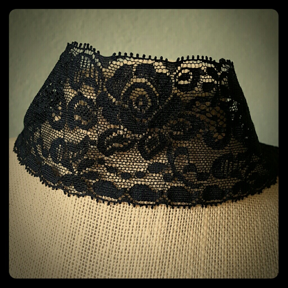 Extra Wide Black Lace Choker