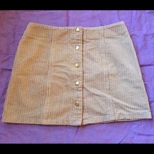 Tan Forever 21 button down corduroy mini skirt