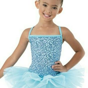 Light blue child's leotard with tutu