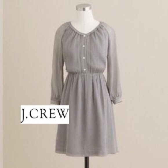 J. Crew Dresses & Skirts - J. Crew Maisie silk dress, gray, long sleeves