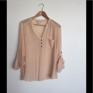 Sheer Blouse with roll up sleeves
