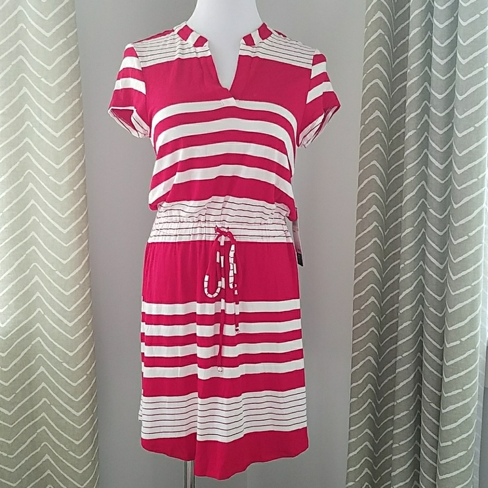 NEW Red dress SZ M Juniors Striped Sheath Cute!