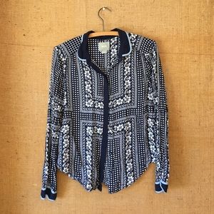 Navy/White/Blue Button Down by Maeve, Size 6