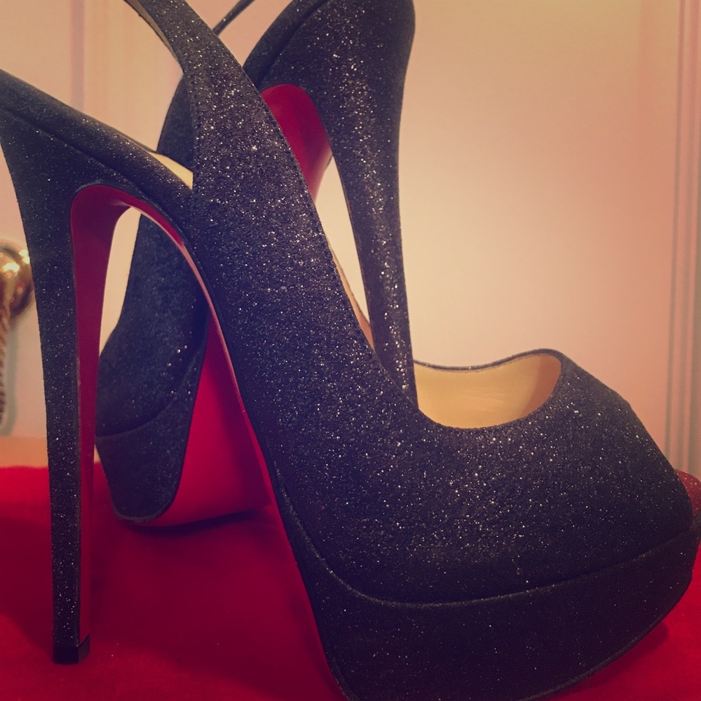 Christian Louboutin sparkly black heels