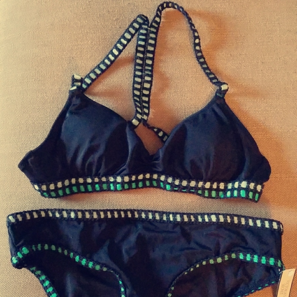 Crochet accent bikini XS top S bottoms