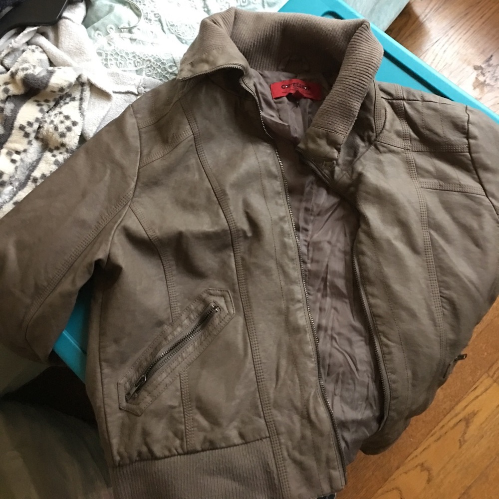 brown bomber jacket