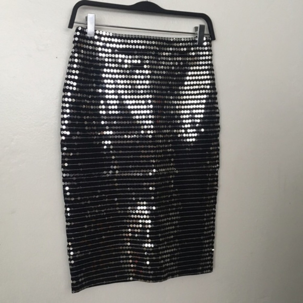 Black sequin Vince pencil skirt