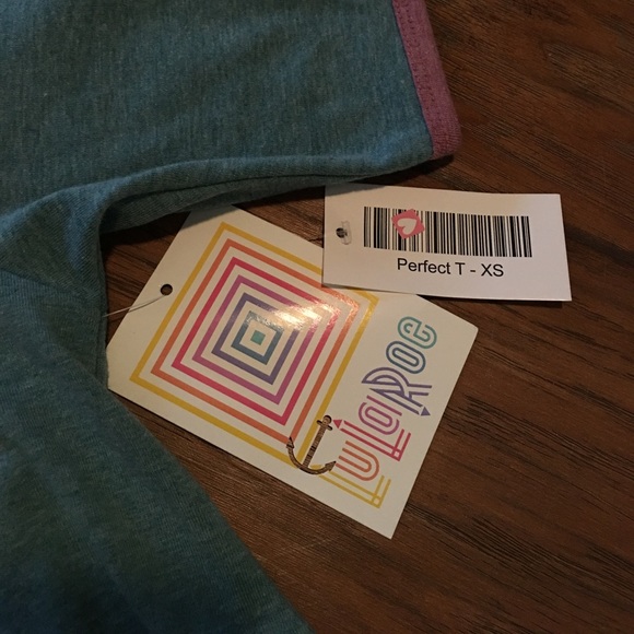 Lularoe Green and Pink Perfect Tee - Picture 3 of 6